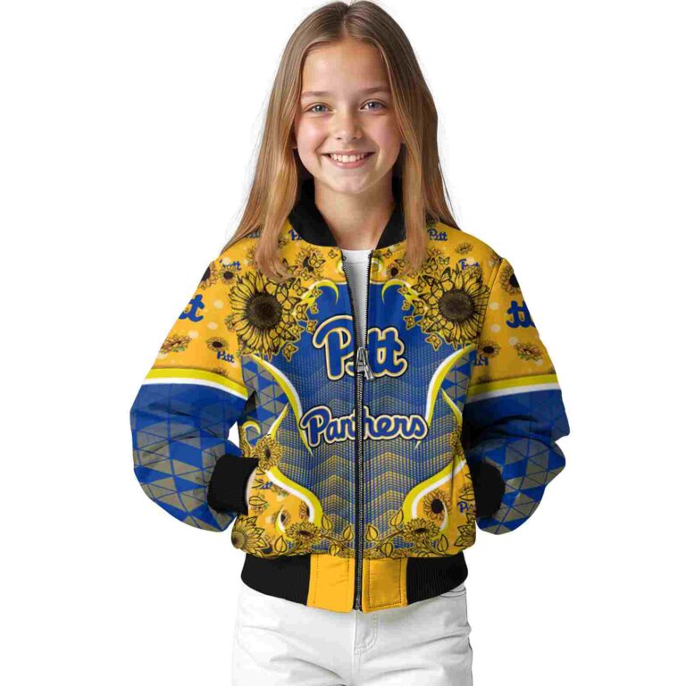 pittsburgh panthers sunflower bloom royal blue yellow jacket top rated