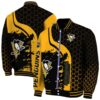 pittsburgh penguins hexagonal pattern yellow black jacket fashion forward