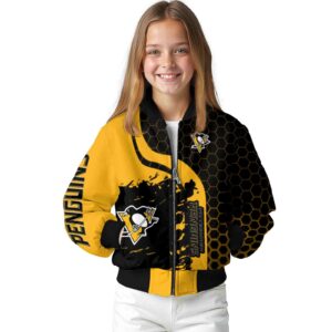 pittsburgh penguins hexagonal pattern yellow black jacket top rated