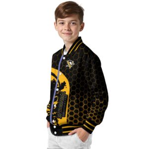 pittsburgh penguins hexagonal pattern yellow black jacket trendy