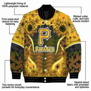 pittsburgh pirates sunflower bloom black yellow jacket new arrival