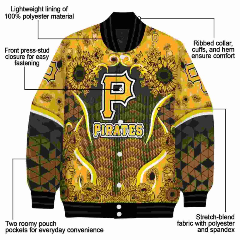 pittsburgh pirates sunflower bloom black yellow jacket new arrival
