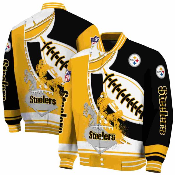 pittsburgh steelers baseball stitching black white jacket fashion forward