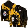 pittsburgh steelers hexagonal pattern gold black jacket fashion forward