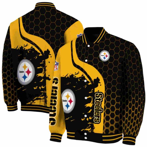 pittsburgh steelers hexagonal pattern gold black jacket fashion forward