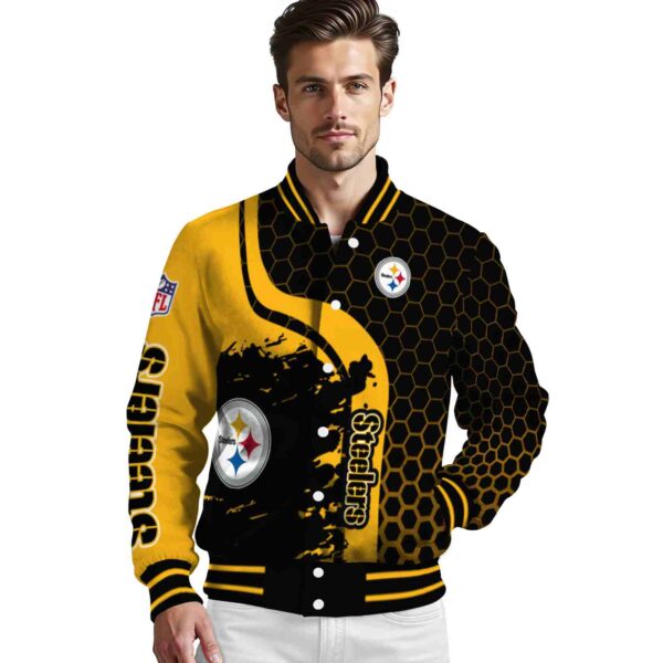 pittsburgh steelers hexagonal pattern gold black jacket high quality