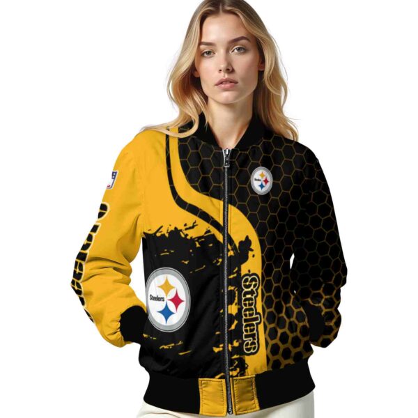 pittsburgh steelers hexagonal pattern gold black jacket latest model