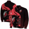 portland trail blazers hexagonal pattern red black jacket fashion forward
