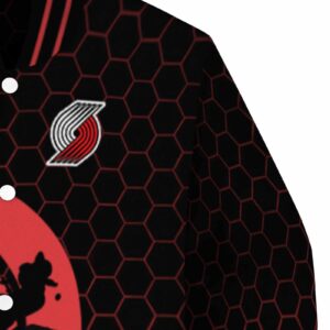 portland trail blazers hexagonal pattern red black jacket premium grade