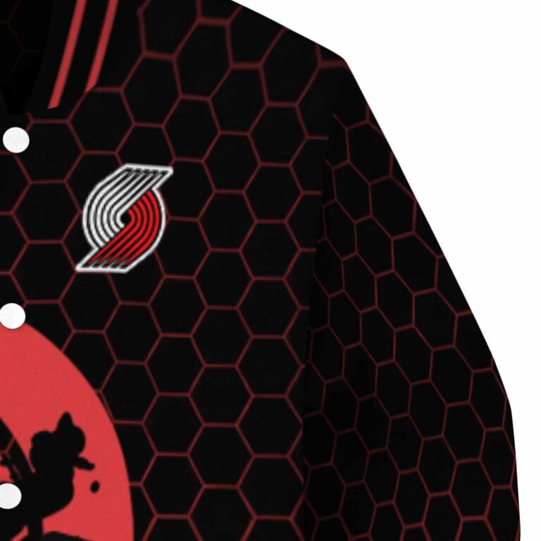 portland trail blazers hexagonal pattern red black jacket premium grade