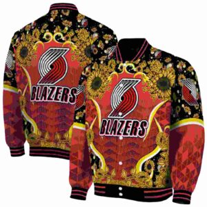 portland trail blazers sunflower bloom red yellow jacket fashion forward