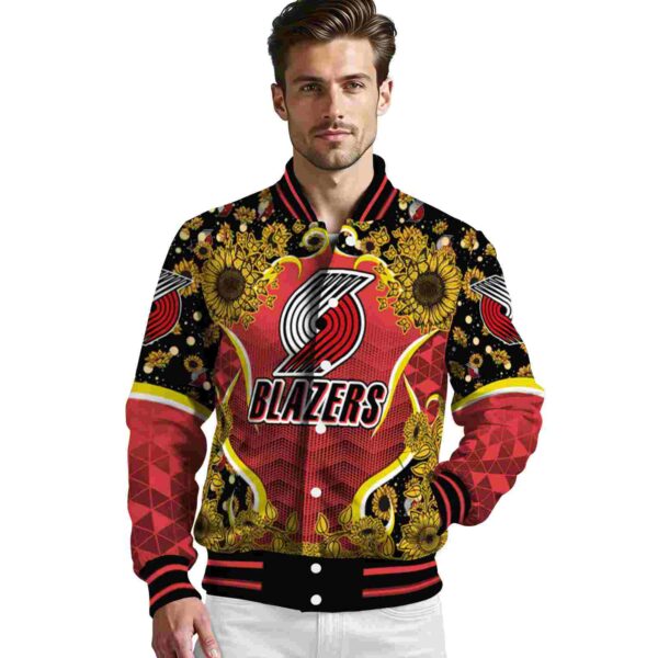portland trail blazers sunflower bloom red yellow jacket high quality