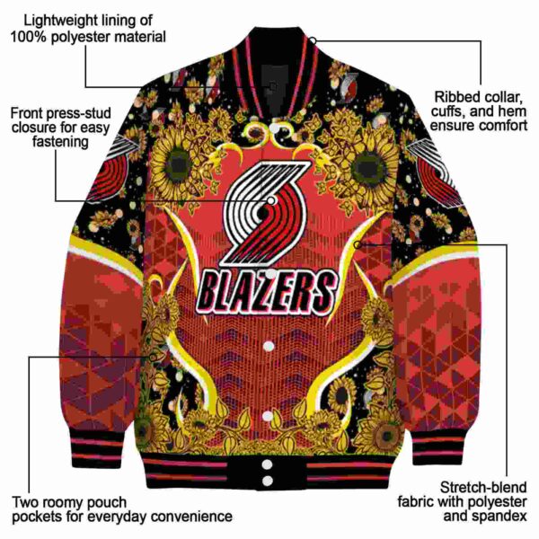 portland trail blazers sunflower bloom red yellow jacket new arrival