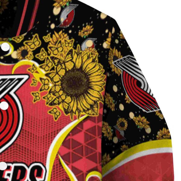 portland trail blazers sunflower bloom red yellow jacket premium grade