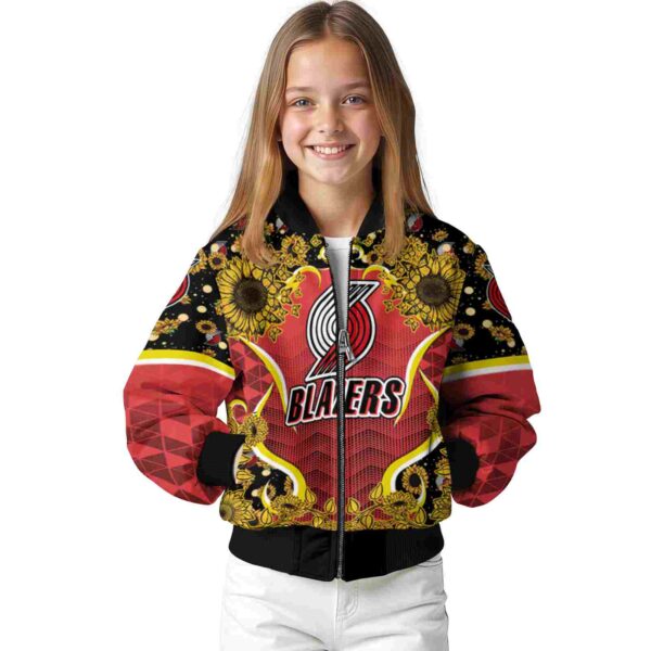 portland trail blazers sunflower bloom red yellow jacket top rated
