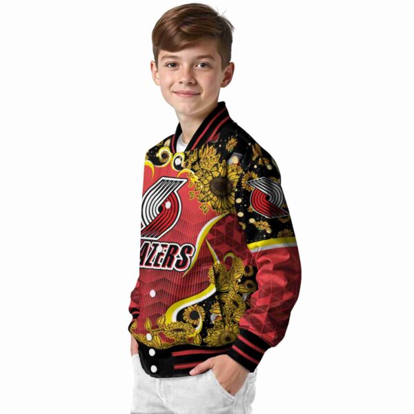portland trail blazers sunflower bloom red yellow jacket trendy