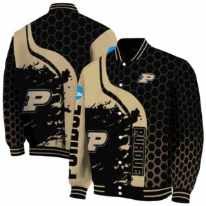 purdue boilermakers hexagonal pattern gold black jacket fashion forward