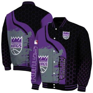sacramento kings hexagonal pattern purple black jacket fashion forward
