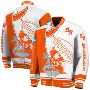 sam houston bearkats baseball stitching white jacket fashion forward