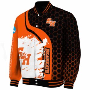 sam houston bearkats hexagonal pattern orange black jacket best selling