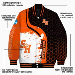 sam houston bearkats hexagonal pattern orange black jacket new arrival