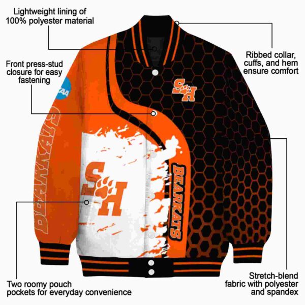 sam houston bearkats hexagonal pattern orange black jacket new arrival