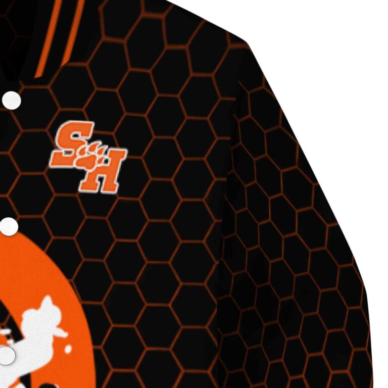 sam houston bearkats hexagonal pattern orange black jacket premium grade