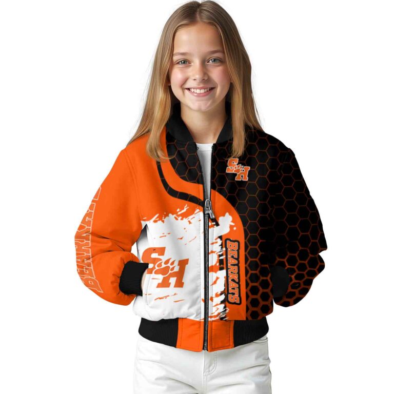 sam houston bearkats hexagonal pattern orange black jacket top rated
