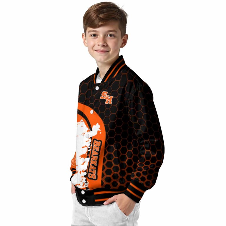 sam houston bearkats hexagonal pattern orange black jacket trendy