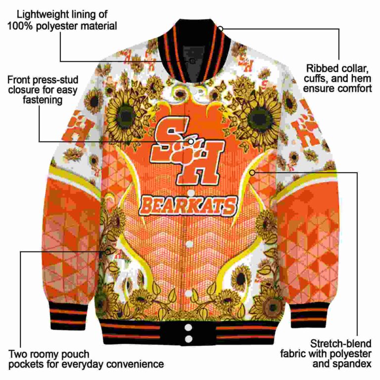sam houston bearkats sunflower bloom orange yellow jacket new arrival