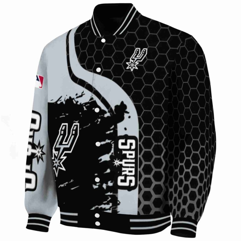 san antonio spurs hexagonal pattern silver black jacket best selling