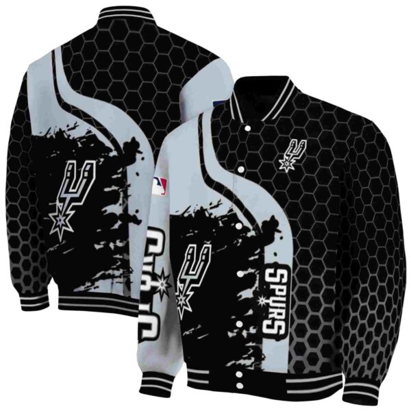 san antonio spurs hexagonal pattern silver black jacket fashion forward