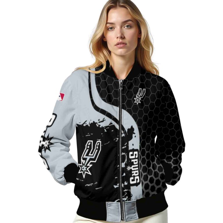 san antonio spurs hexagonal pattern silver black jacket latest model