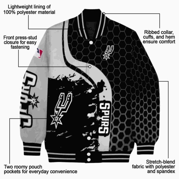 san antonio spurs hexagonal pattern silver black jacket new arrival