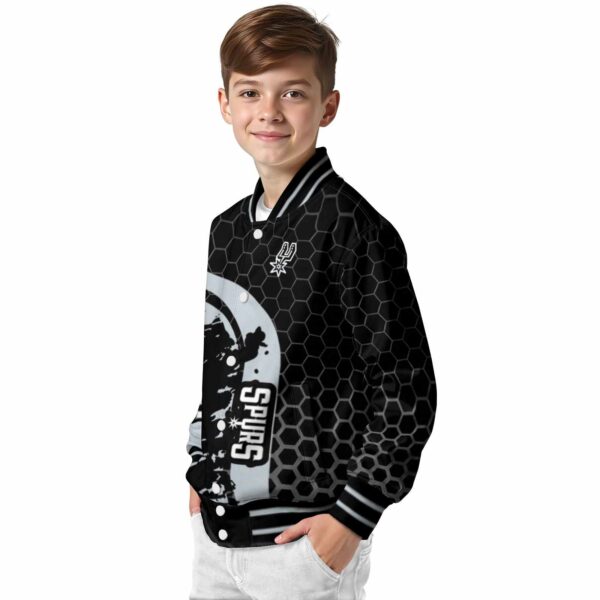 san antonio spurs hexagonal pattern silver black jacket trendy