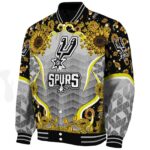 san antonio spurs sunflower bloom silver yellow jacket best selling
