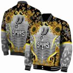 san antonio spurs sunflower bloom silver yellow jacket best selling