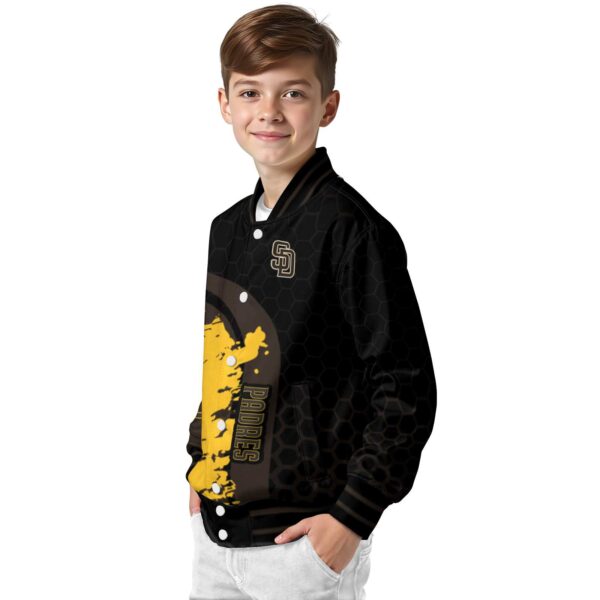 san diego padres hexagonal pattern brown black jacket trendy