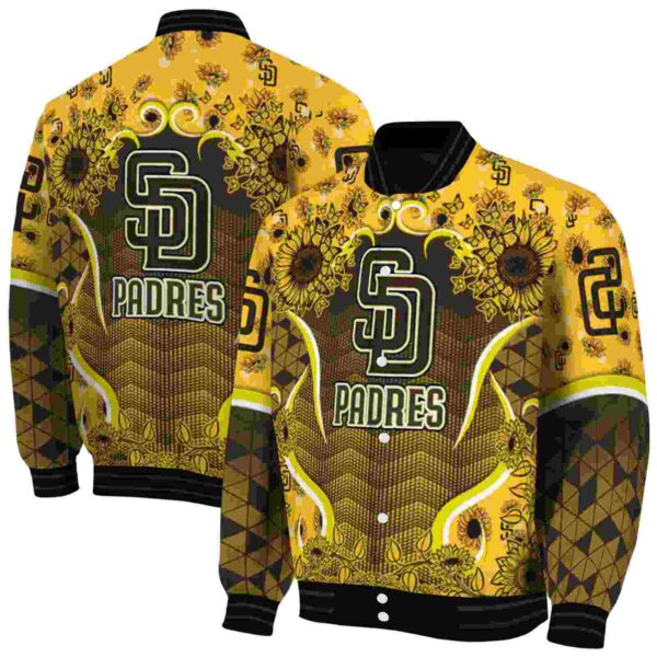 san diego padres sunflower bloom brown yellow jacket fashion forward
