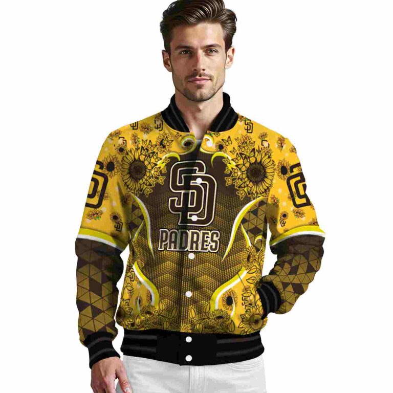 san diego padres sunflower bloom brown yellow jacket high quality