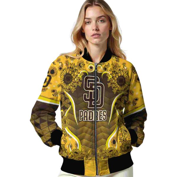 san diego padres sunflower bloom brown yellow jacket latest model
