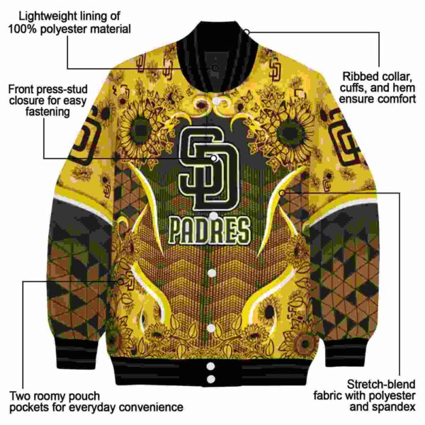 san diego padres sunflower bloom brown yellow jacket new arrival