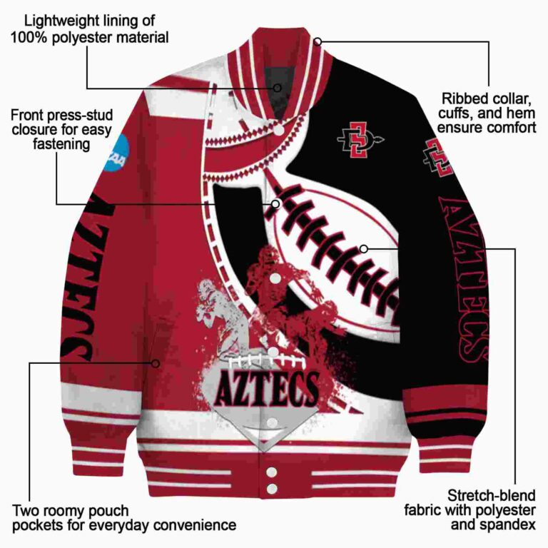 san diego state aztecs baseball stitching black white jacket new arrival