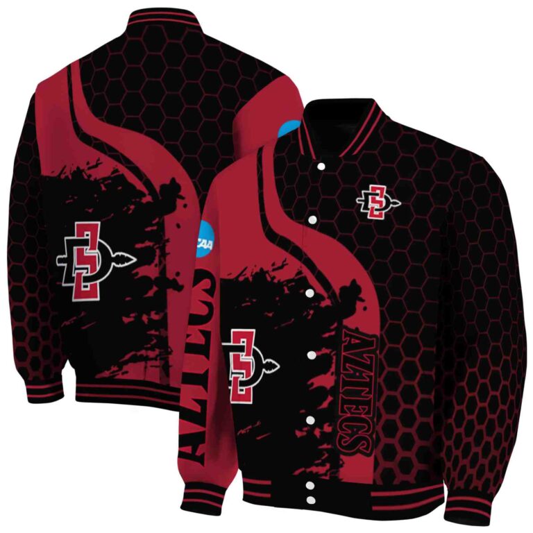 san diego state aztecs hexagonal pattern red black jacket fashion forward