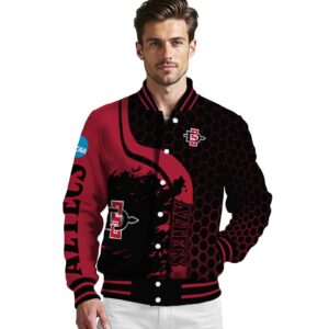 san diego state aztecs hexagonal pattern red black jacket high quality