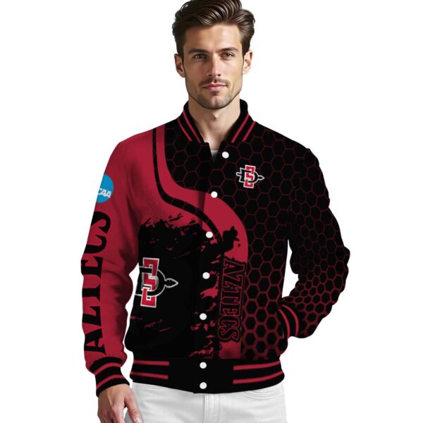 san diego state aztecs hexagonal pattern red black jacket high quality