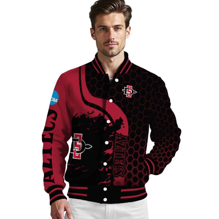san diego state aztecs hexagonal pattern red black jacket high quality