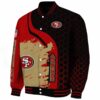 san francisco 49ers hexagonal pattern red black jacket best selling