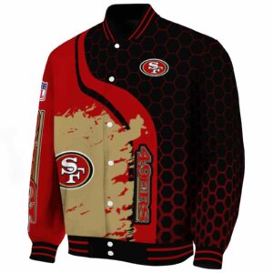san francisco 49ers hexagonal pattern red black jacket best selling