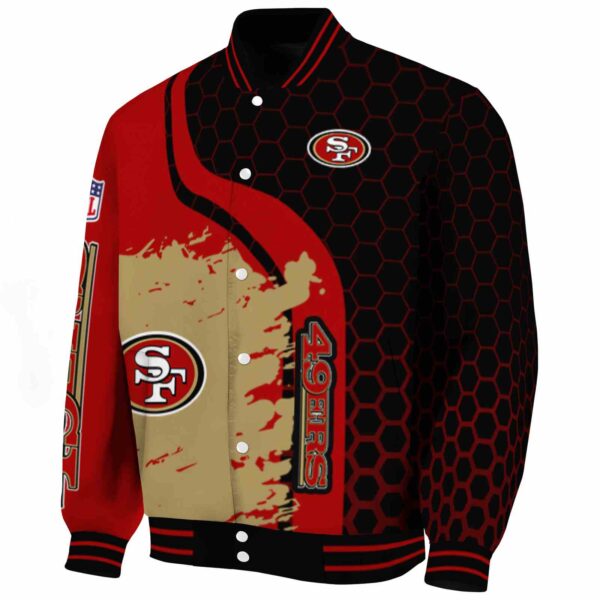 san francisco 49ers hexagonal pattern red black jacket best selling